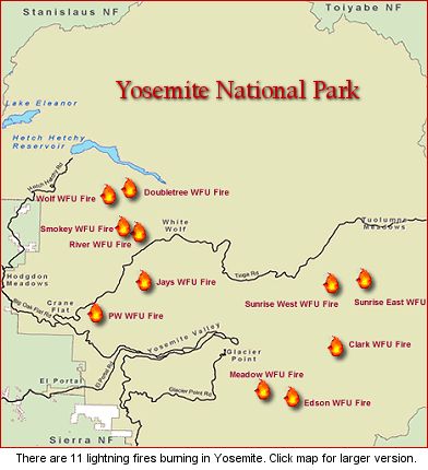 Telegraph & Yosemite Fire Map yosemitefiremap Telegraph & Yosemite Fire Map